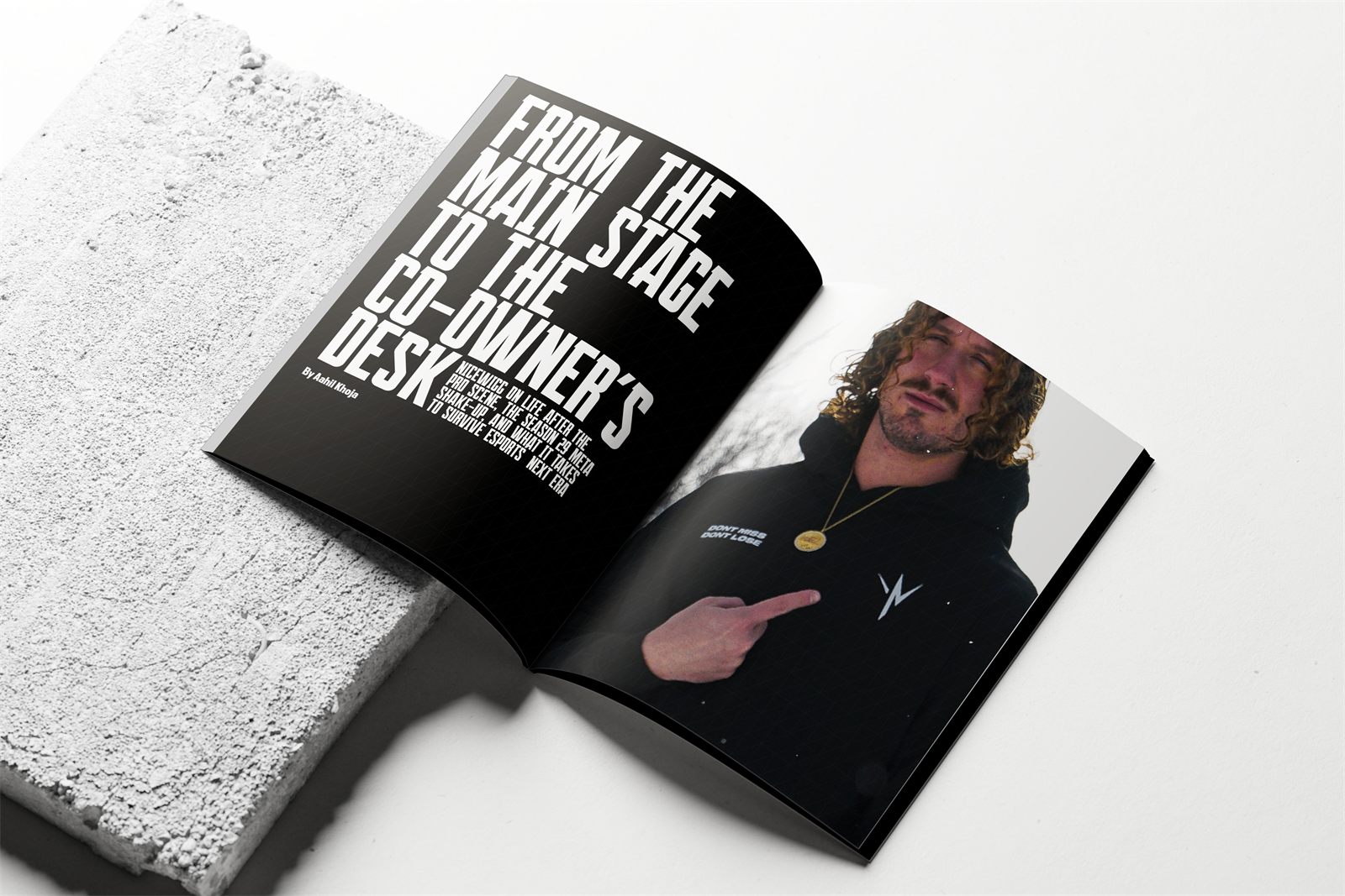 Printed opening spread of the NiceWigg interview feature, From the Main Stage to the Co-Owner's Desk