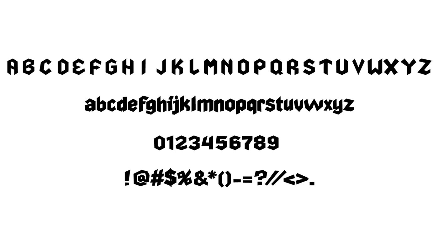 Custom Superman wordmark typeface specimen sheet showing uppercase, lowercase, numerals and punctuation